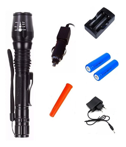 Lanterna Tatica Police Led Recarregavel Cree T6+300000lumens