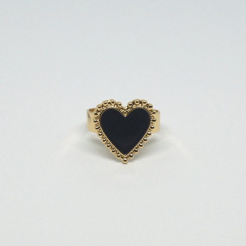 Anillo Ajustable Corazon Negro