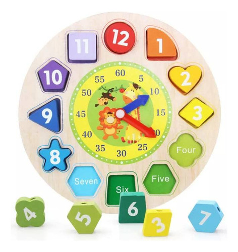 Reloj De Aprendizaje De Madera Motricidad Fina Preescolar