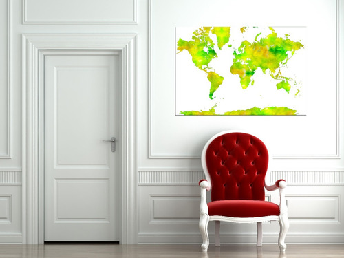 Cuadro Canvas Mapa Mundo World Art Moderno Colores Tonos