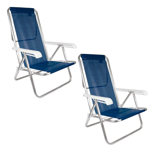 Silla Reposera X 2 Unid Aluminio 8 Pos Playa Reforzada