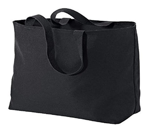 Oversized De Sarga Algodón Bolso Para Compras, Negro