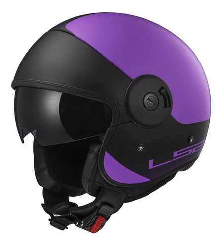 Casco Moto Abierto Ls2 597 Via Mate Violeta Negro