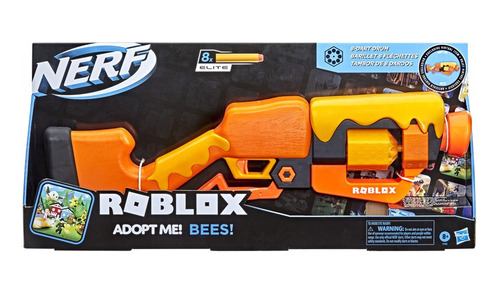 Lanzador Nerf Roblox Adopt Me Bees! 45 Cm Con 8 Dardos Abeja