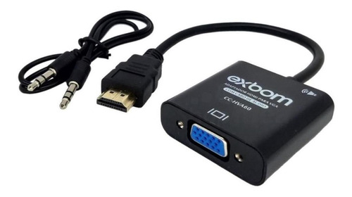 Imagem 1 de 7 de Cabo Adaptador Conversor Hdmi P Vga Transmite Áudio E Vídeo
