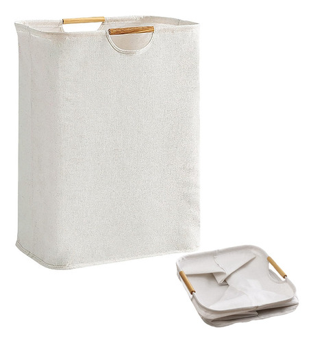 Cesto Plegable 80l Lavandería Impermeable Peva Asas Madera