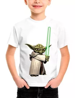 Camiseta Infantil Mestre Yoda Star Wars Sabre De Luz #70