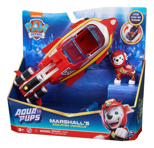 Juguete Paw Patrol Aqua Pups Marshall Dolphin Vehicle Carro