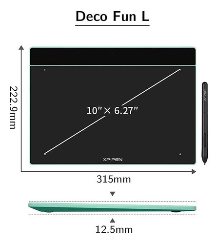 Tableta Digitalizadora Xp-pen Deco Fun L 5080lpi Usb-c Nnet Color Verde
