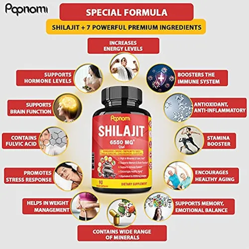 Cápsulas De Extracto Orgánico De Shilajit 6550 Mg Con Ashwag