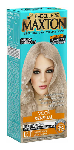 Kit Tintura Maxton  Tintura creme tom 12.11 louro platinum cinza intenso para cabelo