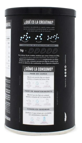 Imagen 3 de 5 de Creatina Monohidratada Pura 90 Serv 450g Birdman