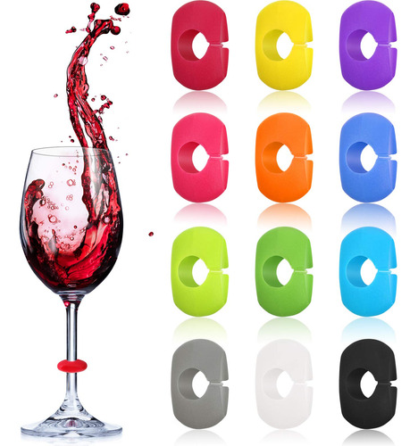 Marcadores De Copas De Vino De Silicona, 12 Piezas, 12 Color