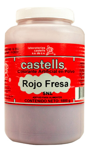 Colorante Comestible En Polvo Castells Rojo Fresa 1 Kg