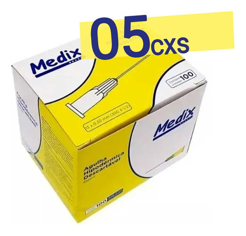 Caixa Agulha Medix Anvisa Milium Carboxi 30g 1/2 100un 5 Un