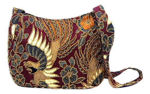 Novica Bolso De Hombro Batik De Algodón Con Cuentas A Mano R