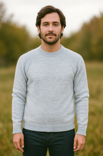 Sweater Pullover Lana De Alpaca Liso Peinado