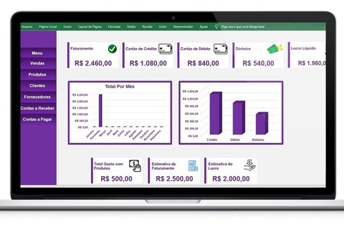 Imagem 1 de 6 de Planilha Controle Financeiro E Cadastro De Clientes E Vendas