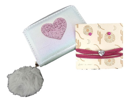 Kit Regalo Mama Dia Madre Billetera Mujer + Collar + Topos 