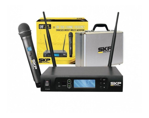 Microfone Skp Sem Fio Uhf 295 Uhf295 Kit Com Maleta 