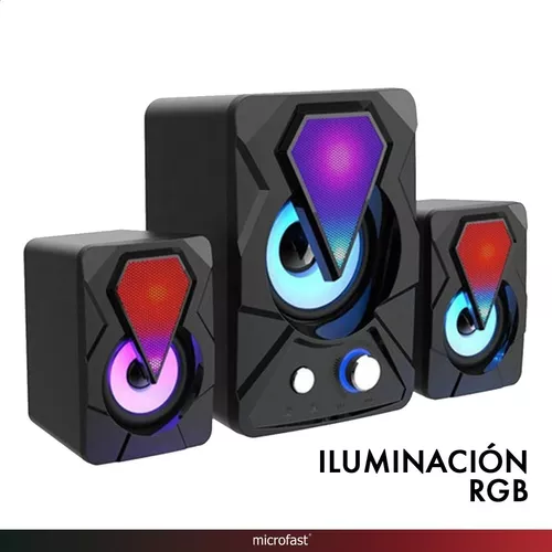 Parlantes Bocinas Altavoces Para PC Computadora Gamer Videojuegos Luces LED  RGB