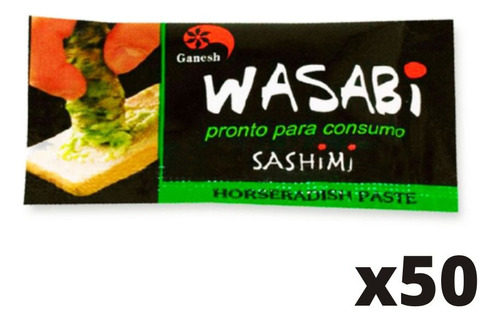 50 Sachês Wasabi 2,5g Raiz Forte Para Sushi Sashimi Somen