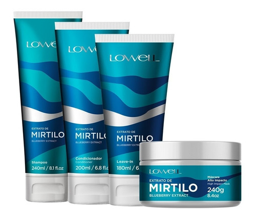 Lowell Extrato Mirtilo Shampoo Condici Máscara Leave-in Full