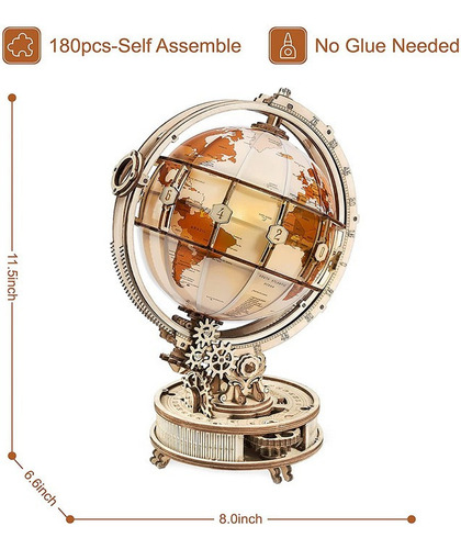 - Rompecabezas 3d Globo Iluminado Con Soporte 180 Pzs