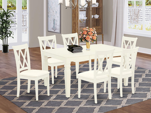 East West Furniture Wecl7-whi-c - Juego De Cocina De 7 Piez.