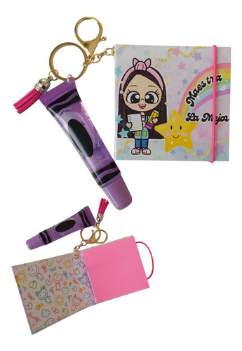 3pz Llaveros Moda Post It Libreta Colores Dia Del Maestro Rosa Claro