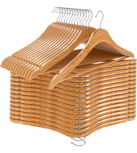 Perchas De Madera Para Ropa Con Barra Pantalones X 6 Piezas