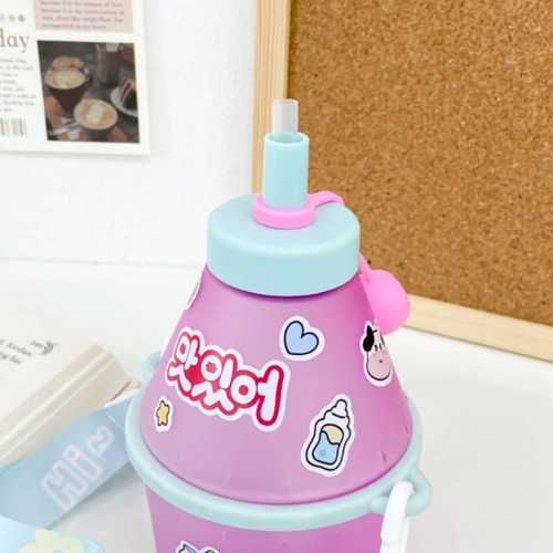 Vaso Termo Fruit Bottle Para Niño 400 Ml Con Popote Color Rosa Fruit Milk Bottle