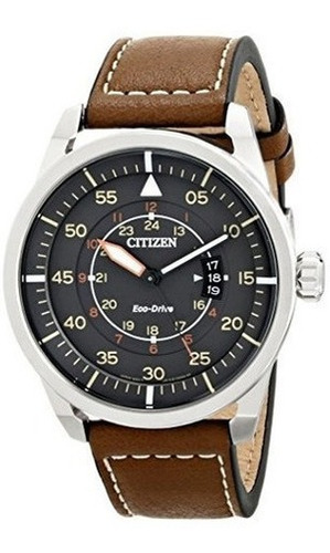 Citizen Hombres Correa De Cuero Marron Ecodrive Reloj Con Fe