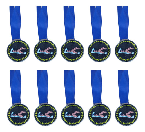 Kit C/10 Medalhas De Natação Esporte Personalizada30mm 1 Fit