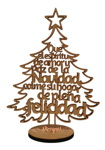 Árbol Navidad Frase Navideña Grabado Gratis Base 20cm 80pzs