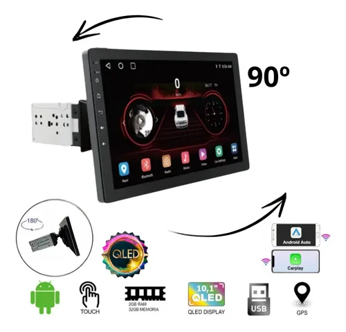 Multimidia 1din 10p Universal Giratória 2/32gb Removível