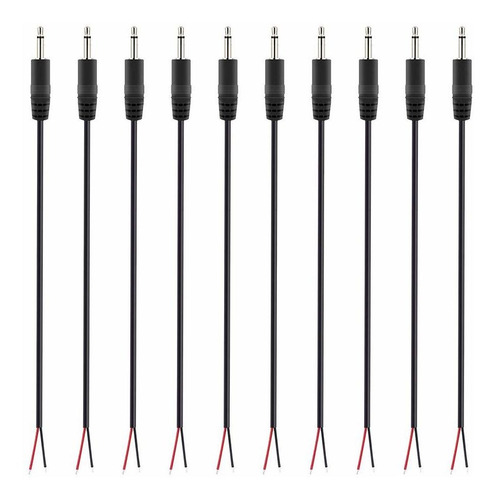 Adaptador 3.5mm Ts 2 Polos Hembra A Cable Desnudo, 10 Pack