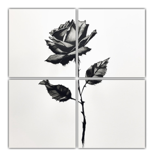 160x160cm Cuadro Abstracto: Rosa En Plena Floración Con Det