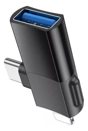 Adaptador Usb-c Y Lightning A Usb-a Hoco Ua17 2 En 1 Negro