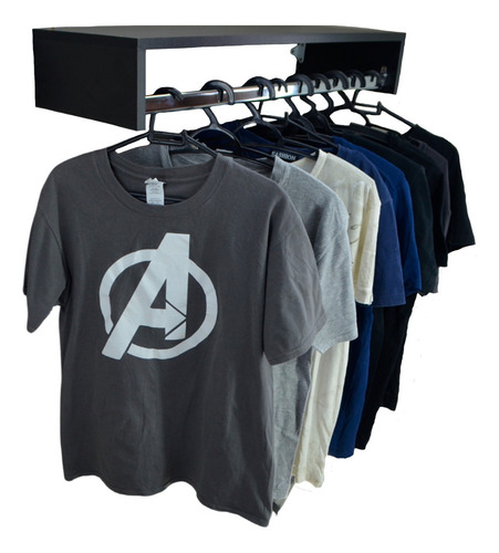 Kit 2 Arara Cabideiro De Parede Com Nicho Closet - 70cm Cor Preto