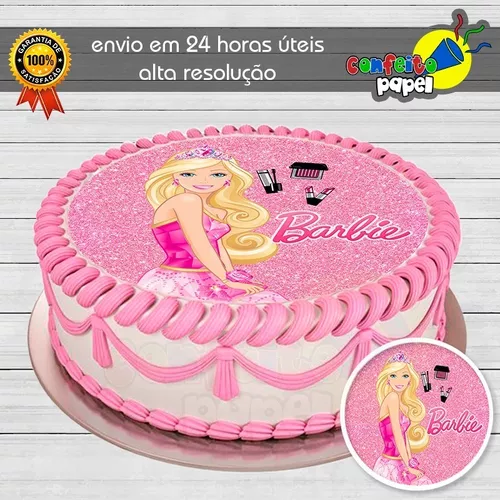 Papel De Arroz Da Barbie Tamanho 25 Ou 30cm De Diâmetro