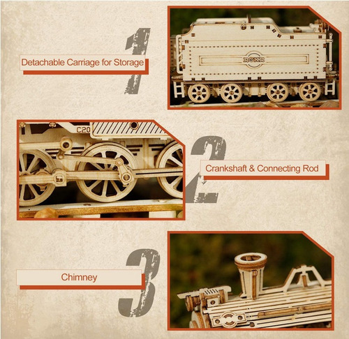 Q Rompecabezas 3d Modelo De Ensamblaje De Tren De Vapor