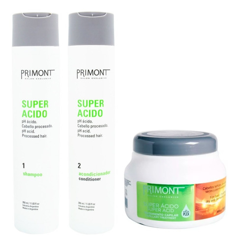 Primont Super Ácido Shampoo  + Enjuague  + Mascara 500 Gr