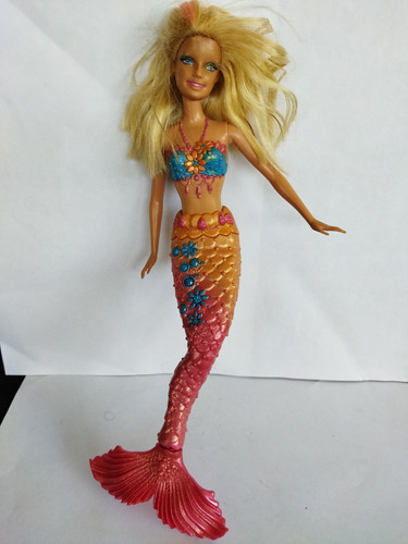 Barbie Sirena Cola Rosa Con Tonos Azules Conchas 2010