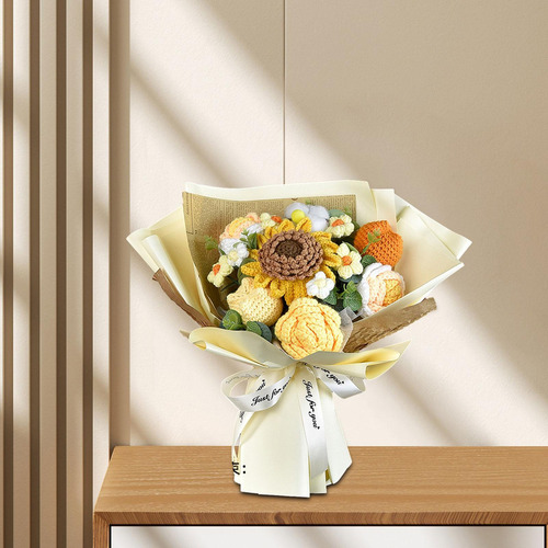 Crochet Flor Bouquet Artificial Girasol Fiesta Amarillo