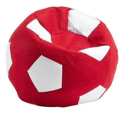 Sillon Puff Soccer Grande, Almohada De Color Rojo/Bc