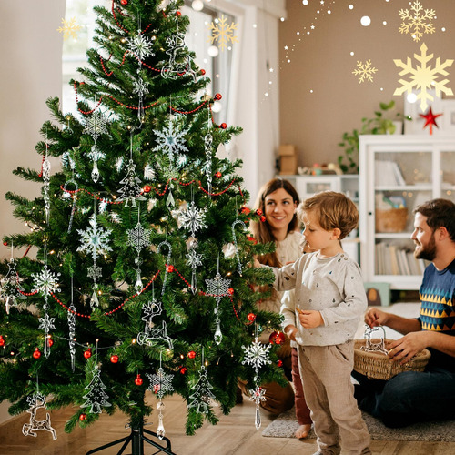 18 Adornos De Navidad Copos De Nieve Decoraciones Colgantes
