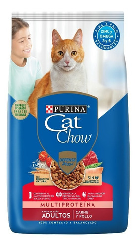 Alimento Purina Cat Chow Adulto Carne 8 Kg Con Pouch Gato 