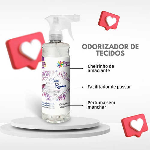 2 Unid. Água De Passar 500ml Tropical Aromas Ternura