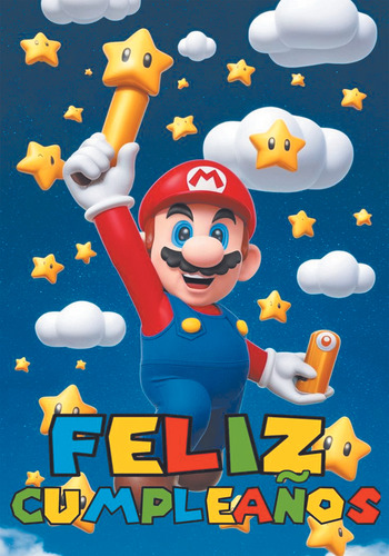 Oblea De Arroz Mario Bros 3 Rectangular En Tinta Comestible.